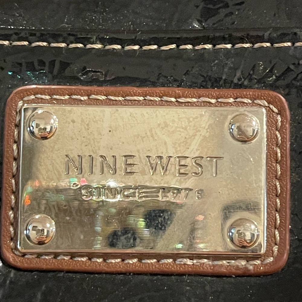 Nine West Black Patent Laptop Briefcase Tote Shoulder Strap - Picture 2 of 7